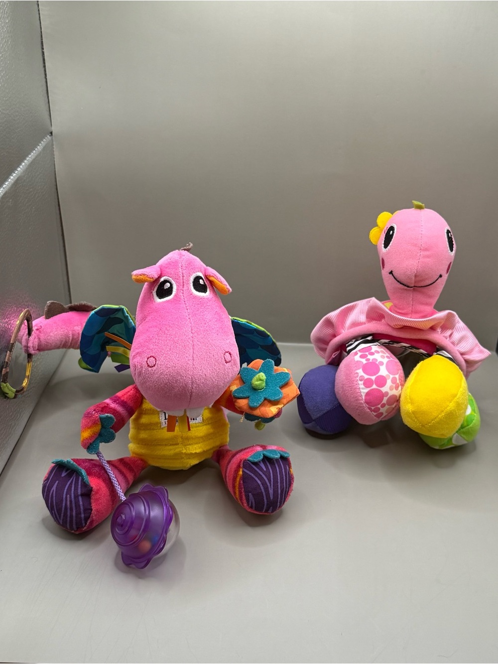 Lamaze Infantino Baby Dragon and Turtle Sensory Learning Toy Plush Lovey